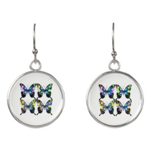 Aqua, Pink, and Yellow - Elegant Butterflies Earrings