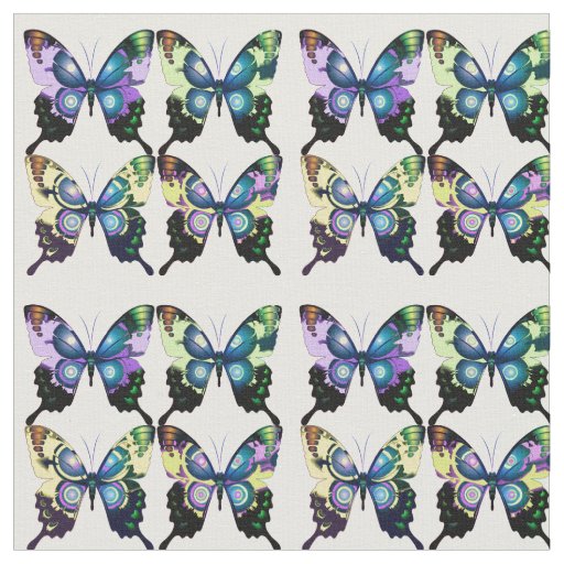 Aqua, Pink, and Yellow -  Elegant Butterflies Fabric
