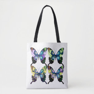 Aqua, Pink, and Yellow -  Elegant Butterflies Tote Bag