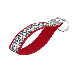 Aqua, Pink, and Yellow - Elegant Butterflies Wrist Keychain