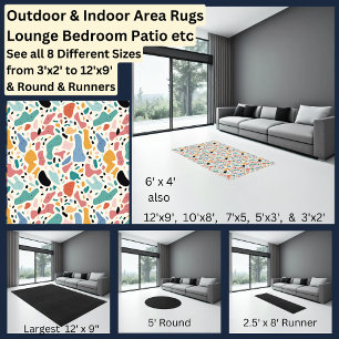 Aqua Pink Blue Abstract Terrazzo Area Rug