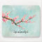 Aqua Pink Cherry Blossom Floral  Mouse Pad
