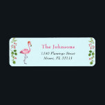 Aqua & Pink Flamingo Tropical Christmas Address Label<br><div class="desc">Cute watercolor flamingo and winter greenery  Holiday address labels in pink and aqua.</div>