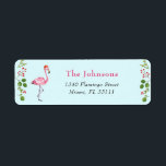 Aqua & Pink Flamingo Tropical Christmas Address Label<br><div class="desc">Cute watercolor flamingo and winter greenery  Holiday address labels in pink and aqua.</div>
