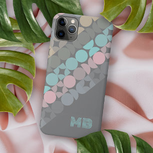Aqua Pink Gray Beige Midcentury Circles Pattern iPhone 11 Pro Max Case
