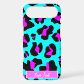 Aqua/Pink Leopard Print - Personalize Case-Mate iPhone Case (Back)