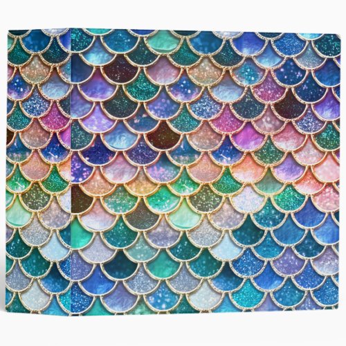 Aqua Pink Mermaid Glitter Scales_ Mermaid Scales Binder