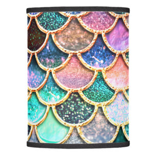 Aqua Pink Mermaid Glitter Scales- Mermaid Scales Lamp Shade