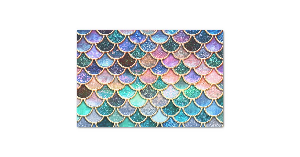 Aqua Pink Mermaid Glitter Scales- Mermaid Scales Tissue Paper | Zazzle.com