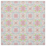 Aqua, Pink, Mint Green Floral Repeat Pattern Fabric