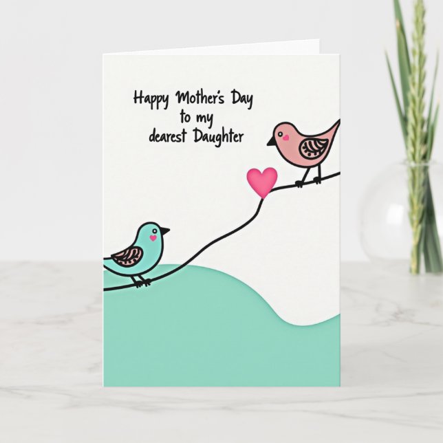 Aqua Pink Mothers Day Heart Card (Front)