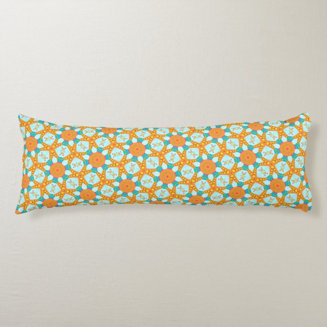 Aqua Pink Orange Modern Geometry Body Pillow (Front)