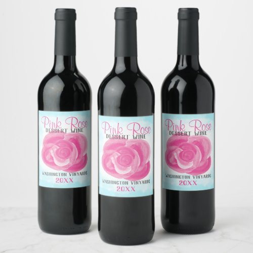 Aqua Pink Rose Bottle or Package Label
