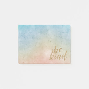 Aqua Pink Tie dye Gold Glitter Be Kind Post-it Notes