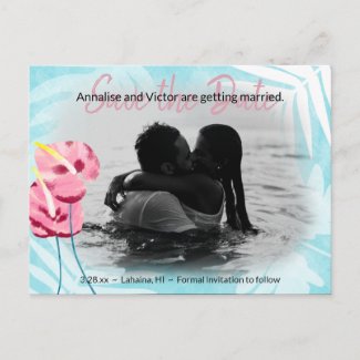 Aqua Pink Tropical Gumdrops Save-the-Date Postcard