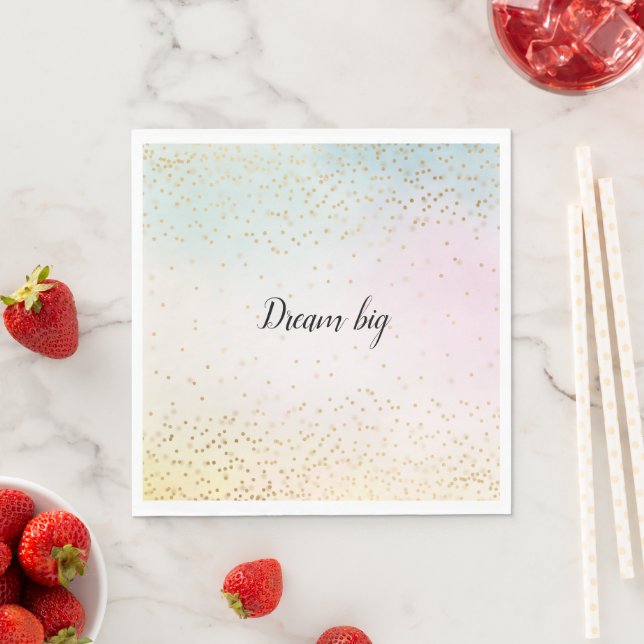 Aqua Pink Yellow Gold Confetti Napkins (Insitu)