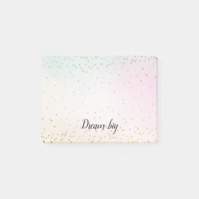 Aqua Pink Yellow Gold Confetti Post-it Notes (Front)