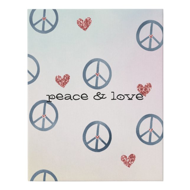 Aqua Pink Yellow Tie Dye Peace Sign with Hearts (Front)