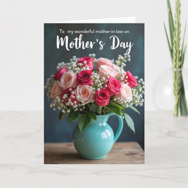 Aqua Pitcher Mothers Day Card (Front)