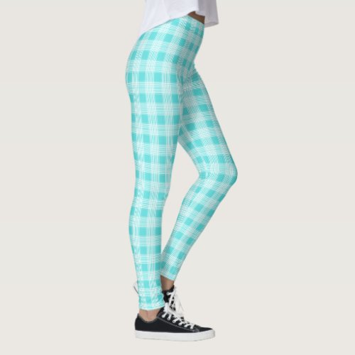 Aqua Plaid Leggings