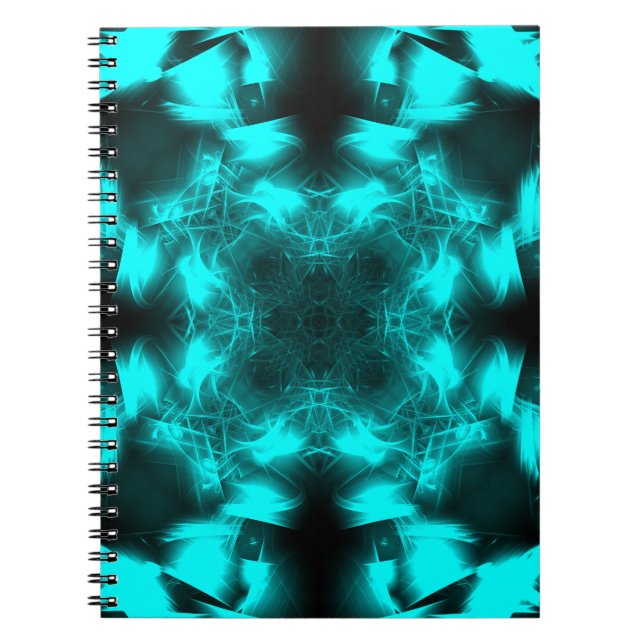 Aqua Plasma Symmetry Fractal Art Notebook (Front)