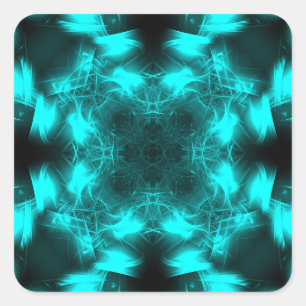 Aqua Plasma Symmetry Fractal Art Square Sticker