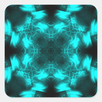 Aqua Plasma Symmetry Fractal Art Square Sticker