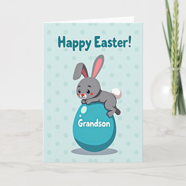 Aqua Polka Dot Easter Card (Front)