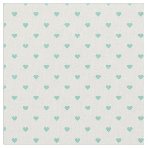 Aqua Polka Dot Hearts Fabric