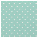 Aqua Polka Dot Hearts Fabric