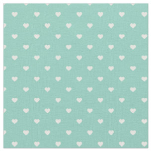 Aqua Polka Dot Hearts Fabric