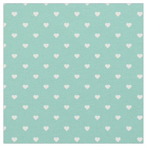 Aqua Polka Dot Hearts Fabric