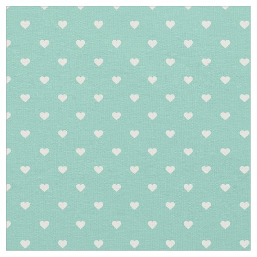 Aqua Polka Dot Hearts Fabric