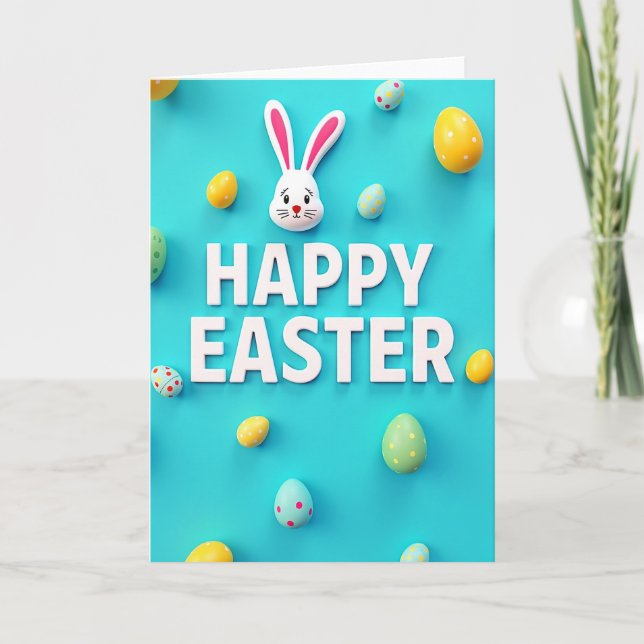 Aqua Polka Dot Holiday Card (Front)