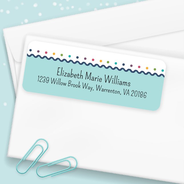 Aqua Polka Dot Return Address Label (Creator Uploaded)