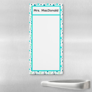 Aqua Polka dot teacher appreciation gift Magnetic Notepad