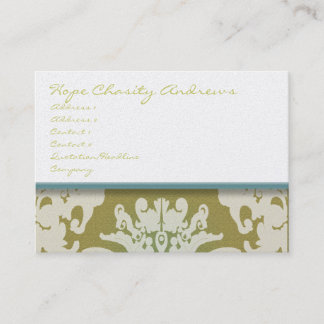 Aqua Pool Blue and Gold Damask Floral - Business Card