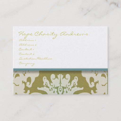 Customizable Aqua Pool Blue and Gold Damask Floral - Business Card
