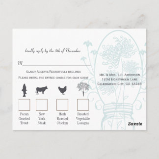 Aqua Powder Blue Mason Jar Chalkboard Wedding Postcard