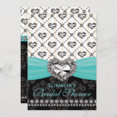 Aqua PRINTED Diamond Bridal Shower Invitation (Front/Back)