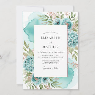 Aqua Pristine Coastal Wedding Invitation