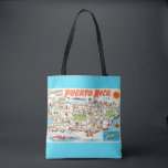 Aqua Puerto Rico Map Shoulder Tote<br><div class="desc">A vintage, very colorful postcard map of Puerto Rico repurposed all over a wonderful shoulder tote.</div>