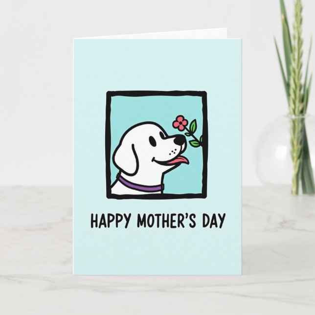 Aqua Pup Flower Happy Day Card (Front)