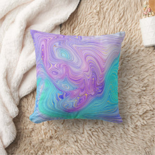 Aqua Purple Abstract Throw Pillow