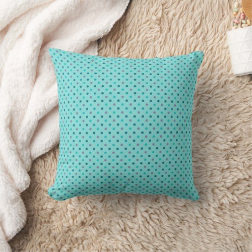 Aqua Purple and Teal Polka Dot Design Pillow