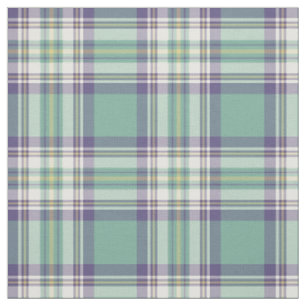 Aqua, Purple and Yellow Plaid Fabric