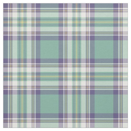 Aqua, Purple and Yellow Plaid Fabric