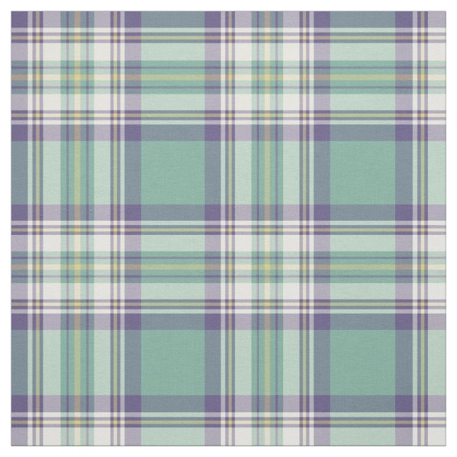 Aqua, Purple and Yellow Plaid Fabric (Swatch)