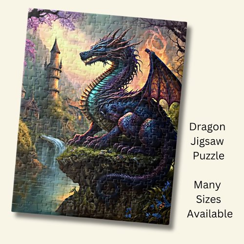 Aqua Purple Dragon near River  Jigsaw Puzzle