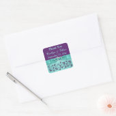 Aqua, Purple Floral, Hearts Wedding Favor Sticker (Envelope)
